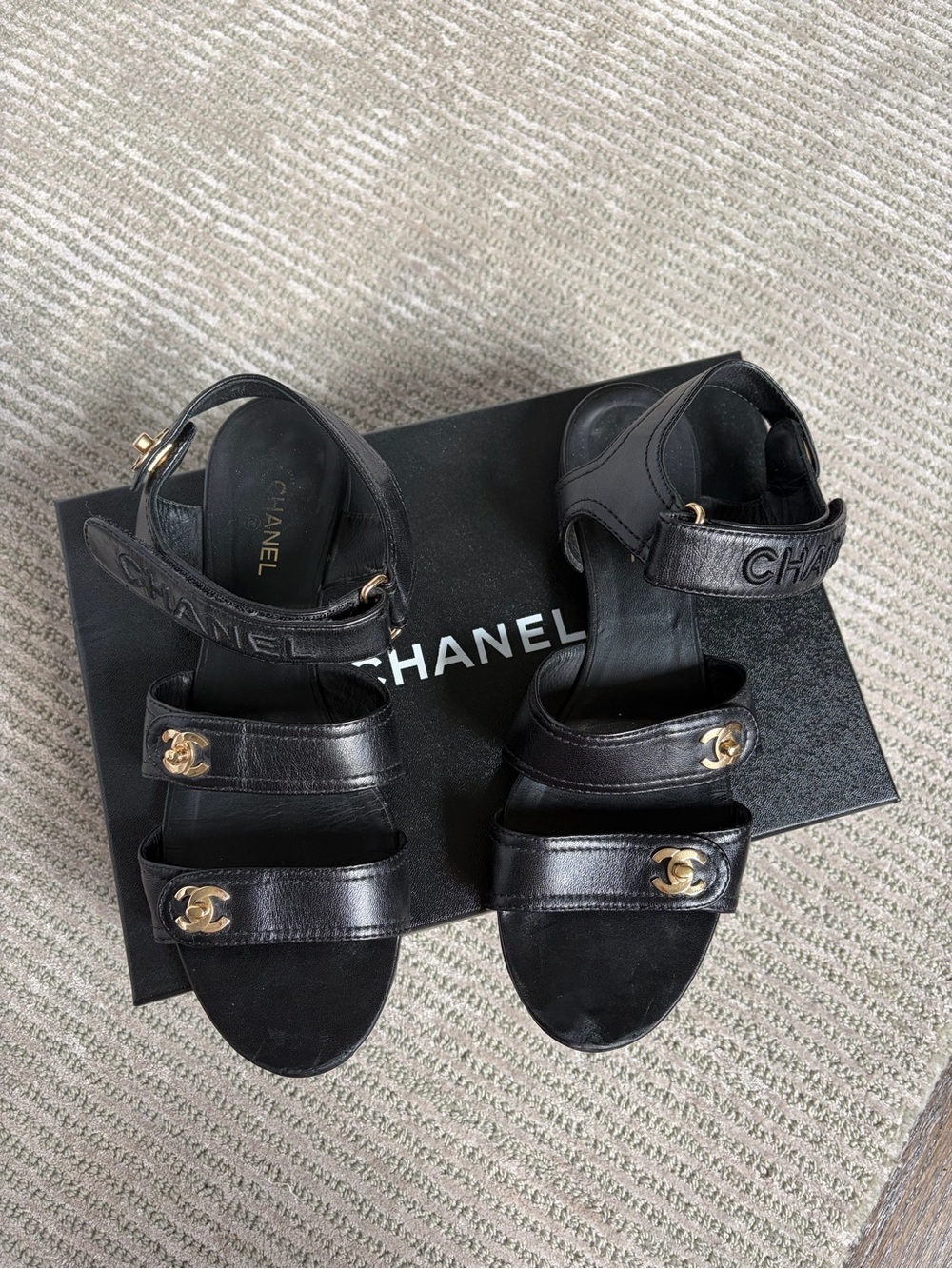 Chanel Interlocking CC Logo Slingback Sandals Size 40